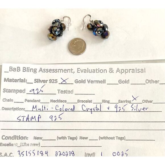 DK# Beautiful 925 Silver & Crystal Dangle Earrings - Picture 10 of 10